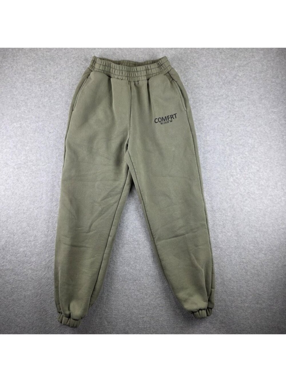 COMFRT Jogger Pants Mens M Green Fleece Elastic Waist Pockets Casual Activewear